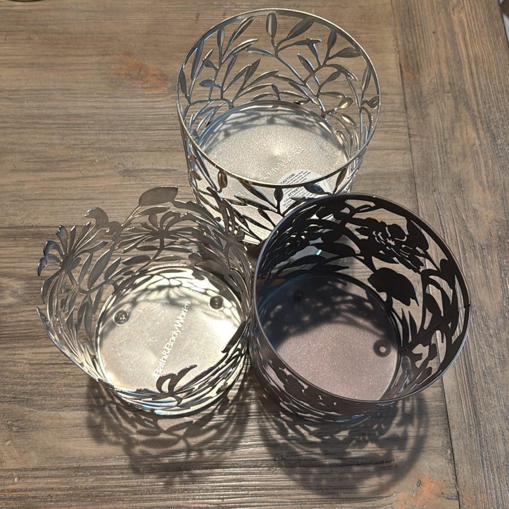 Elegant Brown Floral Metal Candle Holder